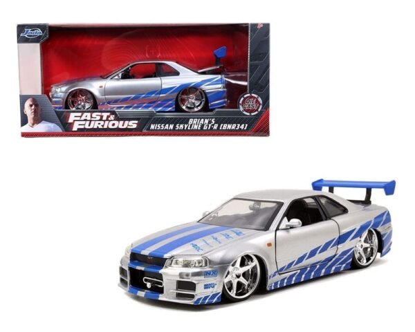 Jada 1:24 Nissan Skyline GT-R R34 2002 de Brian (Plateado) – Fast & Furious