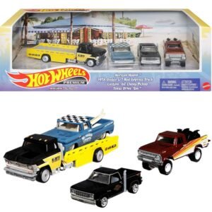 (Pre-venta) Hot Wheels Diorama – 1978 Dodge Li’l Red Express Truck / Custom '62 Chevy Pickup / Texas Drive 'Em / Horizon Hauler