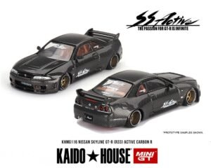 Kaido House x Mini GT Nissan GT-R (R33) Active Carbon R KHMG116 1/64