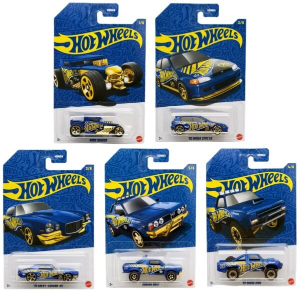 (Pre-venta) Hot Wheels Set Aniversario Azul & Dorado (5 Modelos)