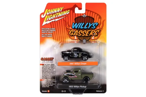 (Pre-venta) Johnny Lightning Duo-Pack 2025 Release 1- Set-B , Willys Gassers, 1941 Willys & 1933 Willys Gasser Pickup