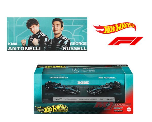 Hot Wheels 1:64 F1 2-Pack 2025 Racing Premium Team Mercedes-AMG George Russel #63 / Kimi Antonelli #12