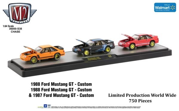 M2 Machines Walmart Exclusive Ford Performance 1988 & 1987 Ford Mustang GT Custom 3 Pack Chase