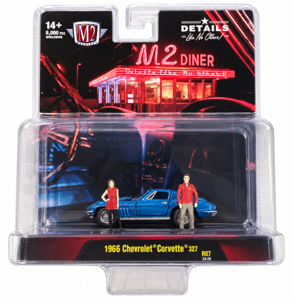 (Pre-venta)  M2 Machines 1966 Chevrolet Corvette 327 (Release R07) M2 Diner Diorama